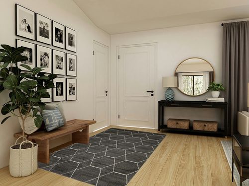 Unique Loom Trellis Frieze Collection Area Rug - Geometric (5' 1" x 8', Dark Gray/ Ivory) in Transitional Minimalistic Entryway
