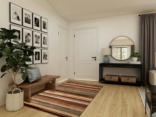 SUPERIOR Indoor Area Rug, Jute Backed Modern Floor Decor for Home Hallway, Living Room, Office, Kitchen, Dining, Bedroom, Abstract Lines, Fulgor Collection, Maroon, 5' x 8' in Transitional Minimalistic Entryway
