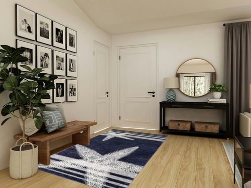 nuLOOM Thomas Paul Starfish and Striped Area Rug, 5' x 8', Blue in Transitional Minimalistic Entryway