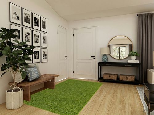 Unique Loom Solid Shag Collection Area Rug (5' 1" x 8' Rectangle, Grass Green) in Transitional Minimalistic Entryway