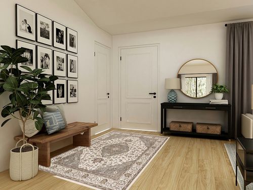 Superior Indoor Area Rug, Jute Backed, Traditional Oriental Medallion, Perfect for Hallway, Entryway, Living Room, Bedroom, Office, Kitchen, Glendale Collection, 5' x 8', Green in Transitional Minimalistic Entryway