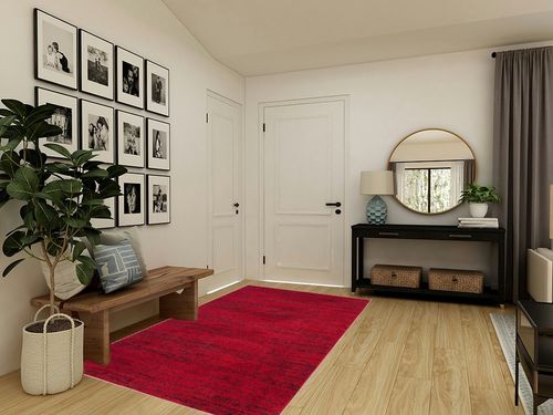 SAFAVIEH Adirondack Collection Area Rug - 5'1" x 7'6", Red & Black, Modern Abstract Design, Non-Shedding & Easy Care, Ideal for High Traffic Areas in Living Room, Bedroom (ADR117F) in Transitional Minimalistic Entryway