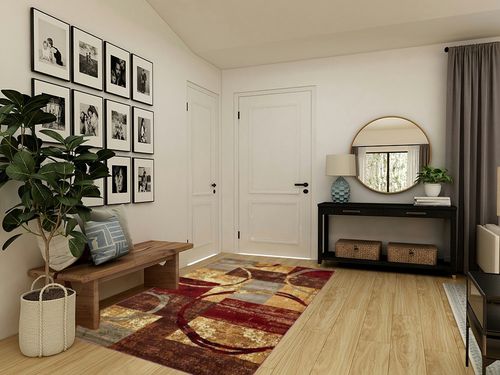 Unique Loom Barista Collection Modern, Abstract, Vintage, Distressed, Urban, Geometric, Rustic, Warm Colors Area Rug (5' 0 x 8' 0 Rectangular, Multi/Beige) in Transitional Minimalistic Entryway