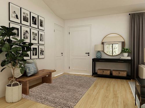 Rugs USA x Arvin Olano Melrose Checked Wool Area Rug - 5x8 Area Rug Farmhouse Brown/Ivory for Living Room Bedroom Dining Room Kitchen in Transitional Minimalistic Entryway
