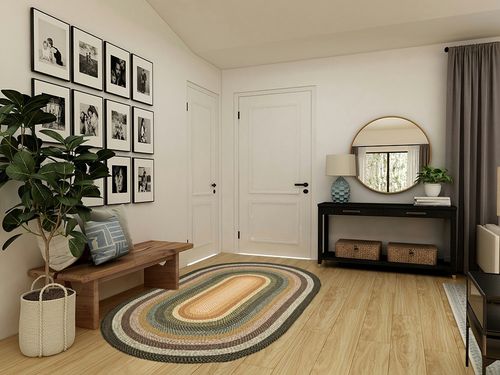 SAFAVIEH Braided Collection Area Rug - 5' x 8' Oval, Multi, Handmade Country Cottage Reversible, Ideal for High Traffic Areas in Living Room, Bedroom (BRD308A) in Transitional Minimalistic Entryway
