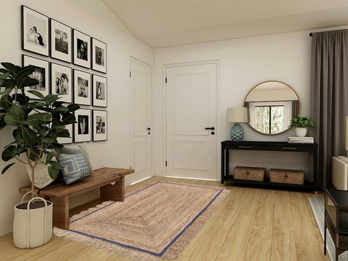nuLOOM Tera Petals Braided Jute Area Rug, 5x8, Blue in Transitional Minimalistic Entryway