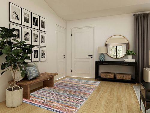 Unique Loom Gemstone Collection Area Rug - Topaz (5' 3" x 7' 9" Rectangle, Multi/ Blue) in Transitional Minimalistic Entryway