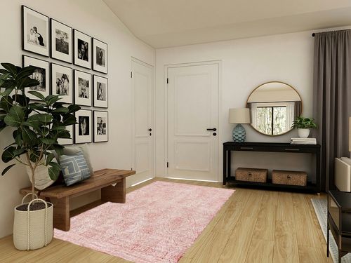 SAFAVIEH Abstract Collection Area Rug - 5' x 8', Ivory & Red, Handmade Wool, Ideal for High Traffic Areas in Living Room, Bedroom, Dining (ABT340Q-5) in Transitional Minimalistic Entryway
