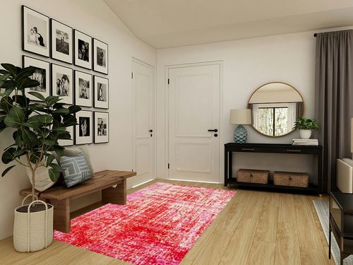 SAFAVIEH Adirondack Collection Area Rug - 5'1" x 7'6", Red & Gold, Modern Abstract Design, Non-Shedding & Easy Care, Ideal for High Traffic Areas in Living Room, Bedroom (ADR207R) in Transitional Minimalistic Entryway