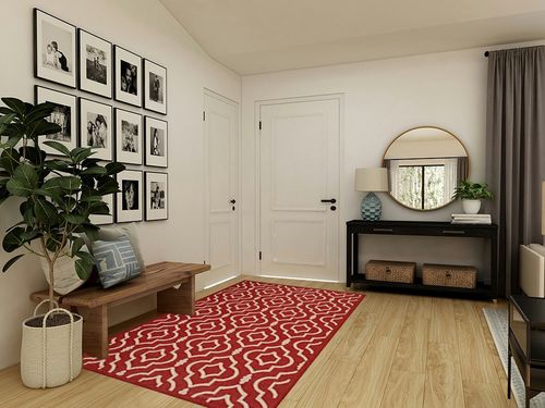 SAFAVIEH Courtyard Collection 5'3" x 7'7" Red/Bone CY6926 Indoor/ Outdoor Splashproof Easy Scrubbing Patio Backyard Mudroom Area Rug in Transitional Minimalistic Entryway