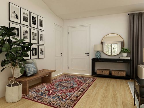 SAFAVIEH Bijar Collection 5'3" x 7'6" Red / Royal BIJ605R Traditional Oriental Distressed Non-Shedding Living Room Bedroom Dining Home Office Area Rug in Transitional Minimalistic Entryway
