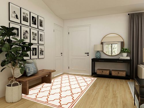 SAFAVIEH Amherst Collection Area Rug - 5'3" x 8', Beige & Orange, Trellis Design, Non-Shedding & Easy Care, Ideal for High Traffic Areas in Living Room, Bedroom (AMT414F) in Transitional Minimalistic Entryway