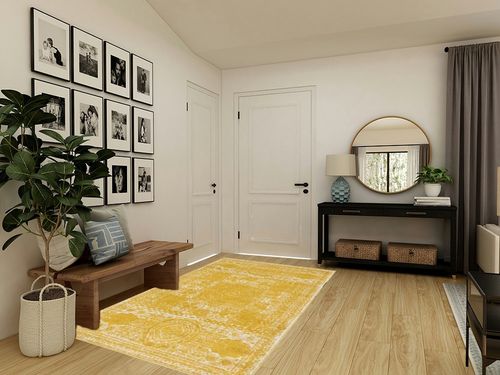 Rugs.com Dover Collection Rug – 5' x 8' Yellow Low-Pile Rug Perfect for Bedrooms, Dining Rooms, Living Rooms in Transitional Minimalistic Entryway