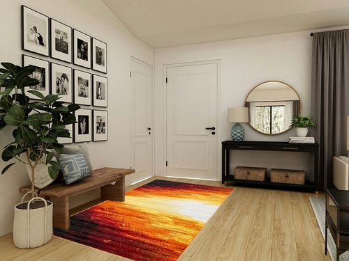 Unique Loom Metro Collection Contemporary Abstract Bright Warm Candle Light Area Rug, 5 ft x 8 ft, Orange/Yellow in Transitional Minimalistic Entryway