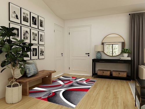 Grey Modern Fade Resistant, Stain Resistant Bedroom, Living Room, Dining Room Area Rug in Transitional Minimalistic Entryway