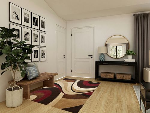 Brown/Red Contemporary Fade Resistant, Stain Resistant Bedroom, Living Room, Dining Room, Nursery Room Area Rug in Transitional Minimalistic Entryway