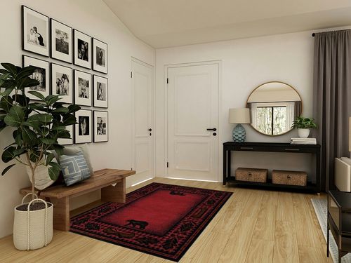 Rug Empire Rustic Lodge Cabin Bear Walk Area Rug, 5'3"x7'3" in Transitional Minimalistic Entryway