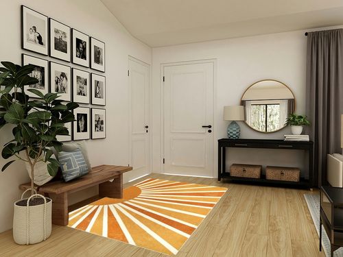 Lahome Sun Print Machine Washable Area Rugs-5x7 for Living Room, Large Non-Slip Boho Kids Nursery Throw Rug Carpet for Bedroom Entryway Dining Room Office Rug Decor (5'x7', Rainbow Sun) in Transitional Minimalistic Entryway