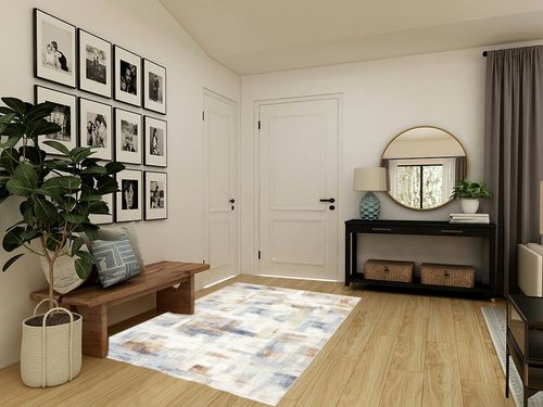 Mainstays Neutral Abstract Washable Area Rug, Abstract Neutral, 5'x7' in Transitional Minimalistic Entryway