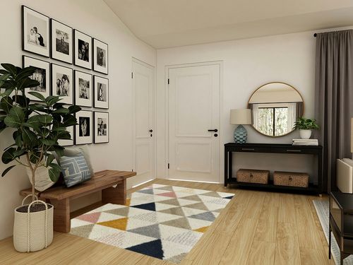 Patao Geometric Ivory/Mustard/Taupe Area Rug Wade Logan Rug Size: Rectangle 5'3" x 7' in Transitional Minimalistic Entryway