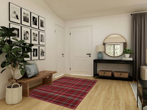 Nourison Grafix Red 5'3" x 7'3" Area -Rug, Modern, Plaid, Bed Room, Living Room, Dining Room, Kitchen, Easy -Cleaning, Non Shedding, (5' x 7') in Transitional Minimalistic Entryway