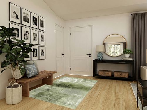 Abstract Geometric Sage Green Area Rug, Retro Creative Green Oil Painting Texture Art Machine Washable Indoor Rugs, with Non-Slip Backing Carpet for Living Dining Dorm Room Bedroom Decor-5' x 7' in Transitional Minimalistic Entryway