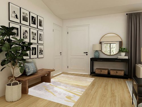 FINOREN Modern Area Rug,Line Swoosh Soft Non-Slip Rug for Bedroom Living Room Hallway Dining Room Office Dorm Room,Washable Low Pile Floor Decor,Child Pet Friendly,Grey Gold,5x7 Feet in Transitional Minimalistic Entryway