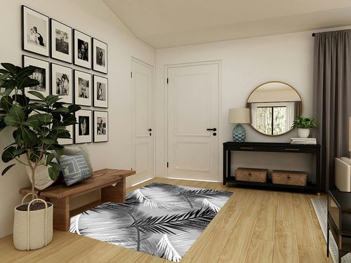 Mamatong Vintage Jungle Tropical Botancal Leaf Living Room Bedroom Dining Room Area Rugs Black White Grey 5x7 Premium Fluffy Home Office Entryway Hallway Kitchen Carpet Indoor Rug in Transitional Minimalistic Entryway