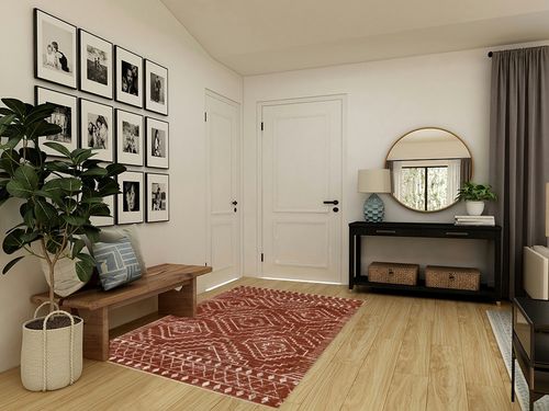 Wonnitar Moroccan 5x7 Area Rugs,Large Soft Rug for Dining Room,Washable Bohemian Tribal Living Room Bedroom Rug,Geometric Non-Shedding Indoor Carpet for Closet Nursery Entry,Reddish Brown in Transitional Minimalistic Entryway