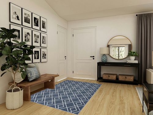 Nourison Modern Lines Modern Geometric Denim 5' x 7' Area -Rug, Easy -Cleaning, Non Shedding, Bed Room, Living Room, Dining Room, Kitchen (5x7) in Transitional Minimalistic Entryway