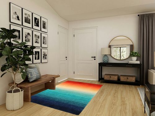 Wonnitar Modern Ombre Area Rug 5x7,Washable Large Colorful Rugs for Living Room,Abstract Contemporary Non-Slip Dining Room Throw Mat,Non-Shedding Soft Print Carpet for Bedside Entry Kitchen in Transitional Minimalistic Entryway