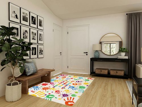 LTKOUGFAM Colorful Kids Rug, Washable Rug for Kids, Handprints Area Rugs for Kids Bedroom, Non-Slip Play Mat Ultra Soft Thick Indoor Plush Rugs for Playroom Classroom Nursery Decor (59 X 39.4 INCH) in Transitional Minimalistic Entryway