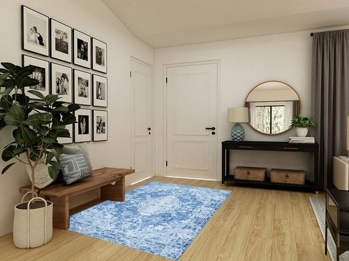 Popumelon Area Rug for Living Room - 5x7 Vintage Stain Resistant Washable Rug, Anti Slip Backing Rugs for Living Room, Boho Vintage Tribal Area Rugs in Transitional Minimalistic Entryway