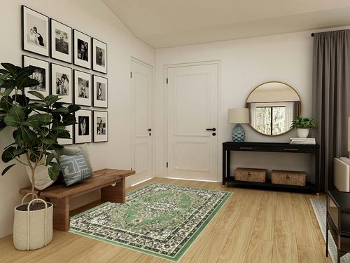 Antep Rugs Oriental 5x7 Traditional Medallion Indoor Area Rug Siesta (Green Beige, 5'3" x 7') in Transitional Minimalistic Entryway