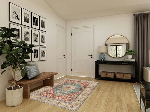 Valenrug Area Rug 5x7 - Stain Resistant Lightweight Washable Rug, Anti-Skid Rugs for Living Room, Vintage Tribal Area Rug(Orange/Red, 5'x7') in Transitional Minimalistic Entryway