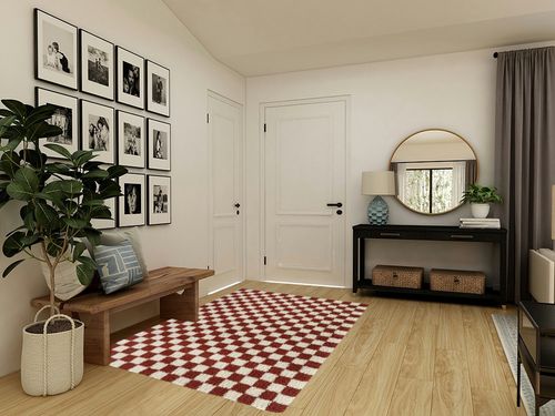 Balta Rugs Oslo Checkered Shag Rug, Red, 5' 3" x 7' in Transitional Minimalistic Entryway