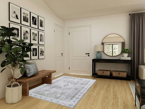 Auemtyn Rugs for Living Room,5x7 Boho Area Rug for Bedroom,Washable Rug Indoor Floor Print Distressed Carpet,Soft Anti-Slip Vintage Rug for Home Decor(5'x7',Grey) in Transitional Minimalistic Entryway