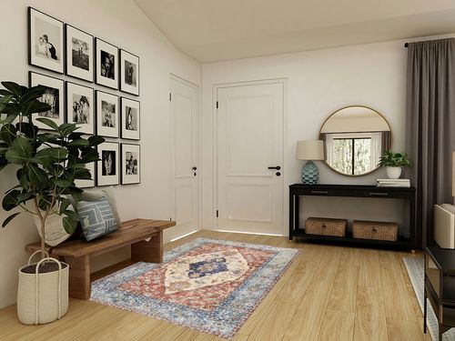 Valenrug Area Rug 5x7 - Stain Resistant Lightweight Washable Rug, Anti-Skid Rugs for Living Room, Vintage Tribal Area Rug(Multi, 5'x7') in Transitional Minimalistic Entryway