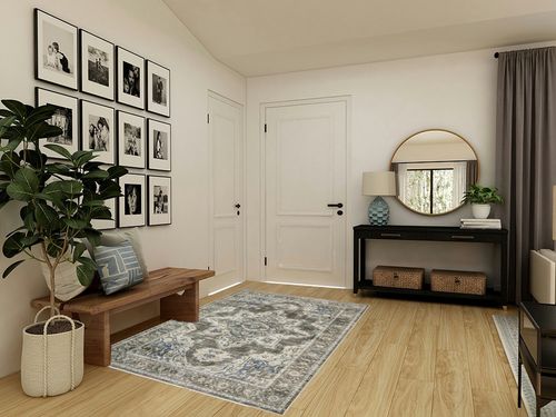 Area Rugs for Living Room Bedroom: 5x7 Washable Rug with Non-Slip Backing Non-Shedding Stain Resistant, Boho Floral Large Carpet for Dining Room Nursery Home Office Indoor Brown/Green in Transitional Minimalistic Entryway