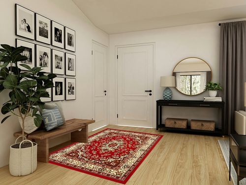 Antep Rugs Kashan King Collection Himalayas Oriental Polypropylene Indoor Area Rug (Maroon/Beige, 5' x 7') in Transitional Minimalistic Entryway