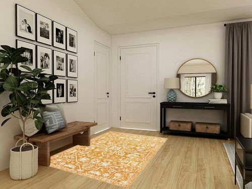 Well Woven Dazzle DISA Gold Vintage Bohemian Oriental Distressed 5x7 (5'3" x 7'3") Area Rug in Transitional Minimalistic Entryway