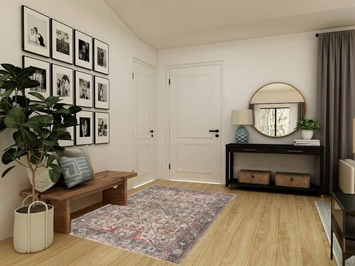 Bolinas Traditional Oriental Living Room Area Rug - Bohemian Vintage Look - Persian Boho Style - Contemporary Abstract Farmhouse Carpet - Multicolor, Beige, Red, Green - 5'3" x 7'3" in Transitional Minimalistic Entryway
