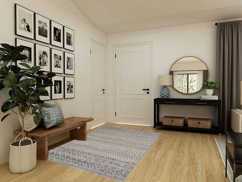 New Harput Moroccan Trellis Farmhouse Area Rug - Living Room, Bedroom Carpet - Bohemian, Distressed - Geometric, Chevron Pattern - Beige, Dark Gray, Light Grey, Off White - 5'3" x 7'3" in Transitional Minimalistic Entryway