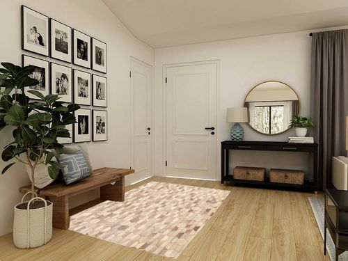 eCarpet Gallery Hand-Knotted | Area Rug for Living Room, Bedroom | Cowhide Patchwork Accent Grey Rug 5'1" x 7'4" | 350190 in Transitional Minimalistic Entryway