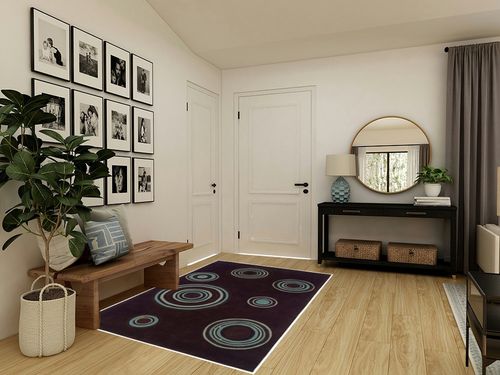 Linon RUG-TARD1057 Trio Collection & Spa Blue Chocolate, 5 x 7 in Transitional Minimalistic Entryway