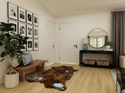 Appaloosa Cowhides Natural Cowhide Rug - Tricolor Cowhide Area Rug for Bedroom & Living Room - Luxury Cowhides Modern Accent Rug - Genuine Leather with Real Animal Fur, Medium, 5 x 7 Feet in Transitional Minimalistic Entryway