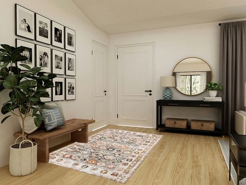 Wonnitar Bohemian Ultra-Thin 5x7 Rug,Washable Boho Living Room Area Rug,Large Moroccan Trellis Rug for Bedroom,Non-Slip Non-Shedding Vintage Tribal Geometric Floor Carpet for Kitchen Closet Dorm in Transitional Minimalistic Entryway