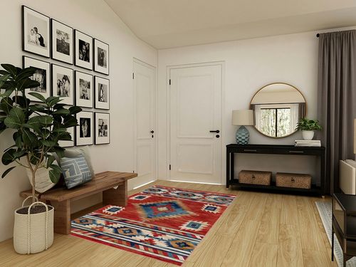 Well Woven Tulsa Lea Crimson Traditional Southwestern Tribal 5'3" x 7'3" Area Rug in Transitional Minimalistic Entryway