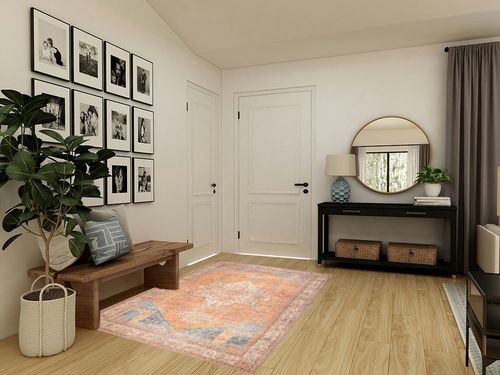 GLN Rugs Stain Resistant Machine Washable Area Rug - Vintage Boho Distressed Aesthetic - Non-Slip Backing - Indoor Floor Home Decor for Bedroom Kitchen Living & Dining Room (5' x 7') in Transitional Minimalistic Entryway