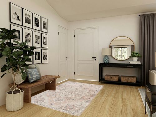 Becki Owens x Surya Elle Medallion Area Rug , 5'3" x 7', Taupe in Transitional Minimalistic Entryway